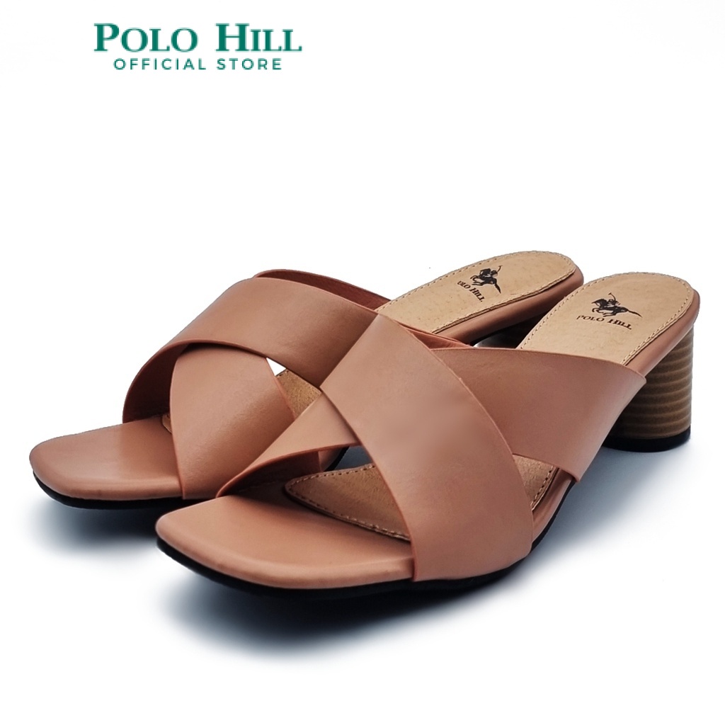 POLO HILL Ladies Square Open Toe Cross Band Slide Heels PLSH-LS5076 ...