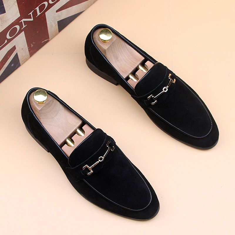 Spring Korean Style Pointed Toe Men's Suede Leather Shoes Matte ...