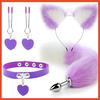 40cm Fox Tail Anal Plug Sexy Plush Cat Ears Headbands Set Butt Plug Tail  Erotic Cosplay Sex Toys for Women Anal Masturbating