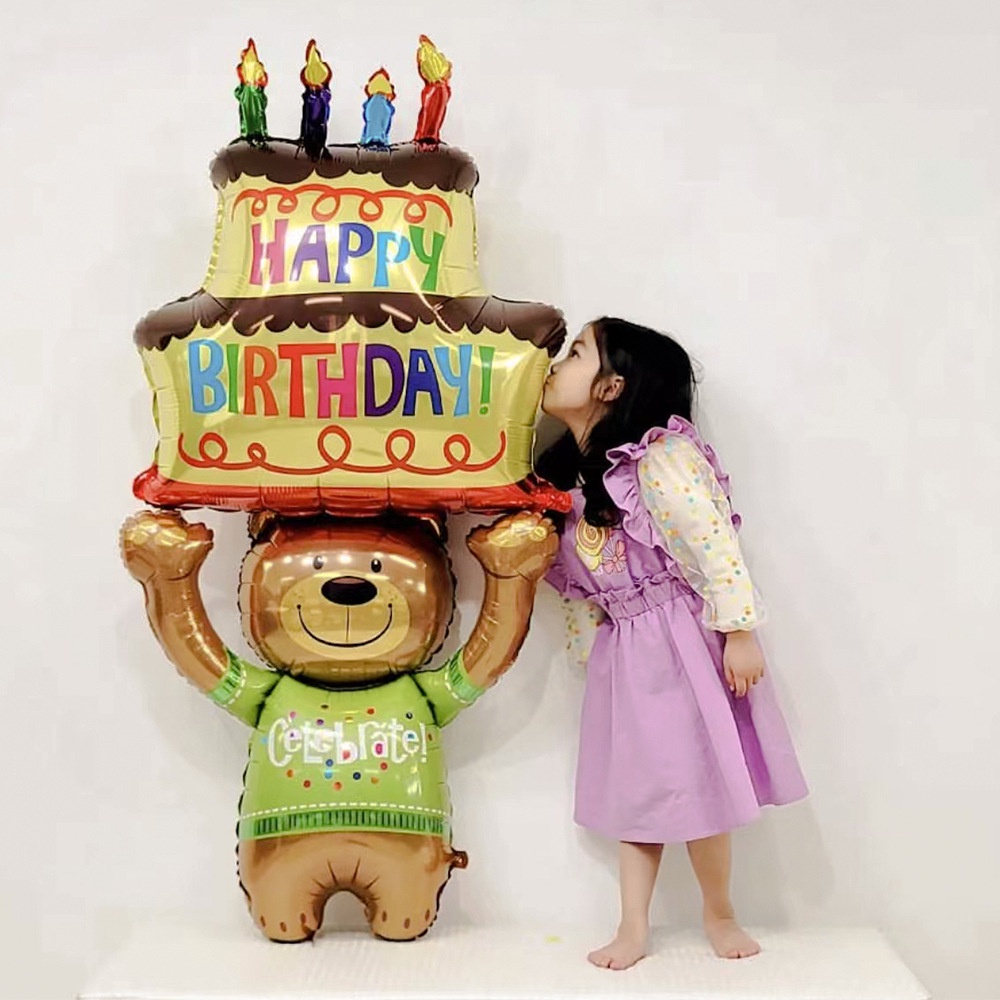 2pcs Happy Birthday Cake Balloons Large 3-Layer Color Candle Cake ...