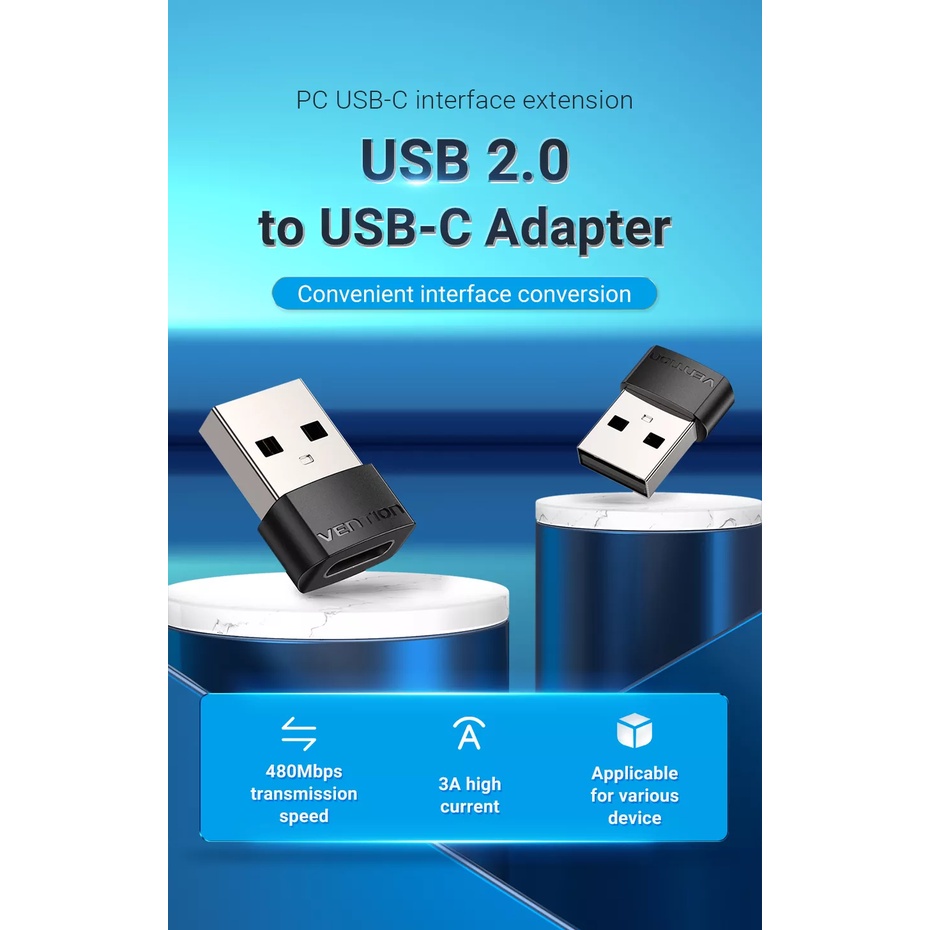 Vention USB Male to Type C Female OTG Adapter Converter Cable for Phone ...