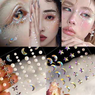 Face Rhinestones For Makeup Temporary Tattoos Eyes Eyebrow Pearl  Rhinestones For Women Glitter Gems Bindi Dots Jewels Rave Party