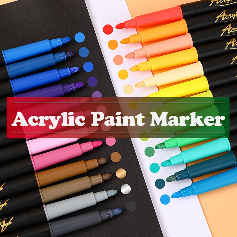 ACRYLIC PAINT MARKERS Pens – 30 Acrylic Paint Pens Medium Tip (2Mm