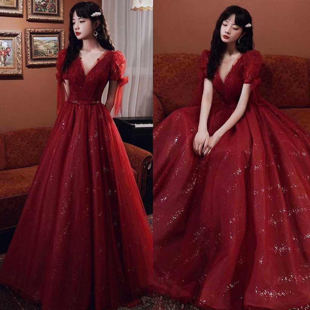 Red colour hot sale long gown