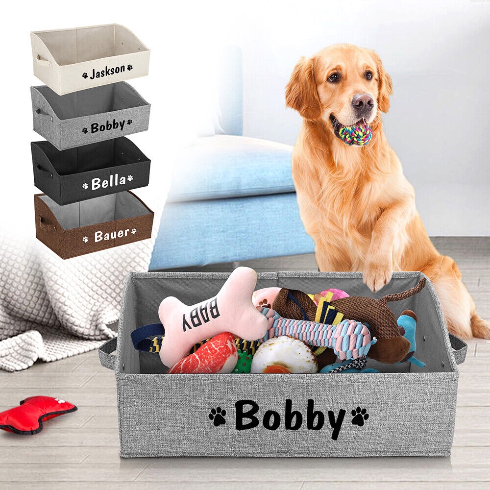 Personalized Collapsible Foldable Dog Storage Basket Custom Name