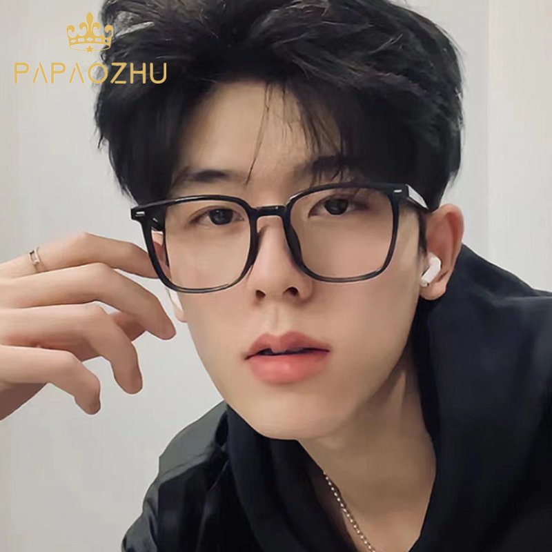 PAPAOZHU Vintage Black Square Frame Blue Light Blocking Eyeglasses - Main Image