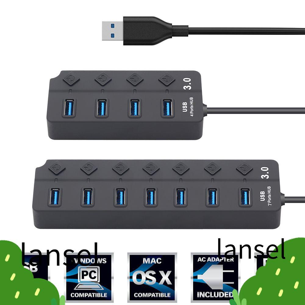 USB 3.0 HUB Splitter 7 Ports with On/Off Switches High Speed 5Gbps Micro  Multiple USB Port Expander for PC Computer 