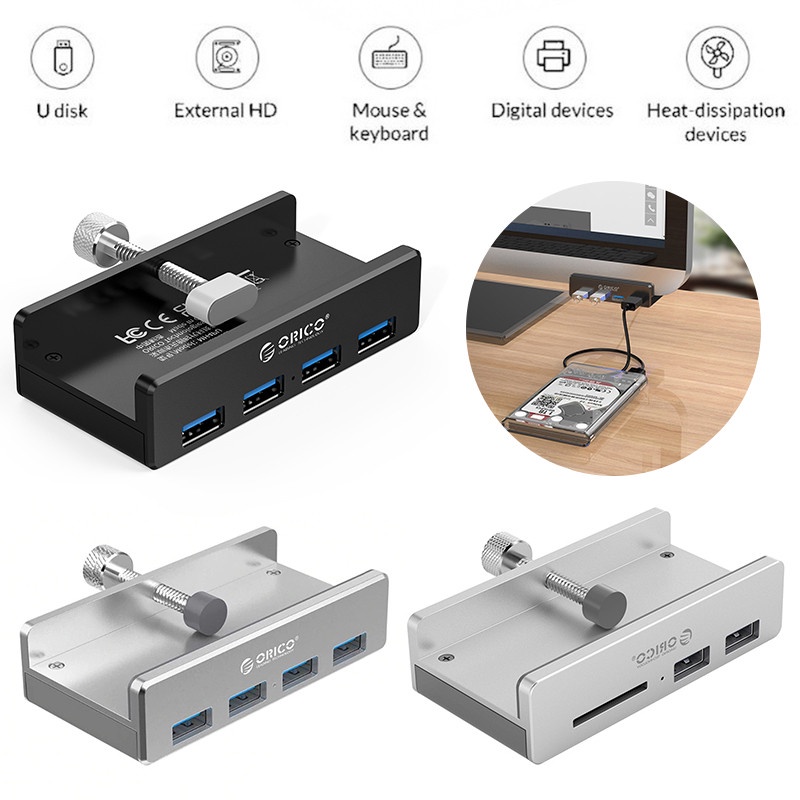 4 Ports Aluminum External Dock Station USB 3.0 Type C Clip HUB with ...