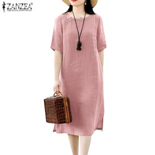 Casual round collar on sale plain loose shift dress