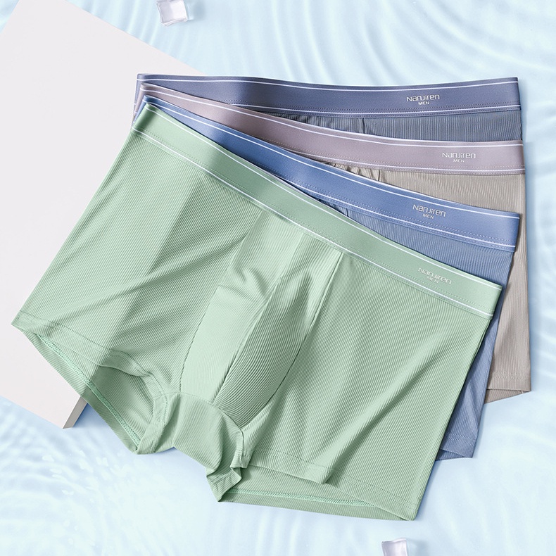 4pcs Ice Silk Men Underwear Boxer 2023 New Thread Ice Silk Elastic Men