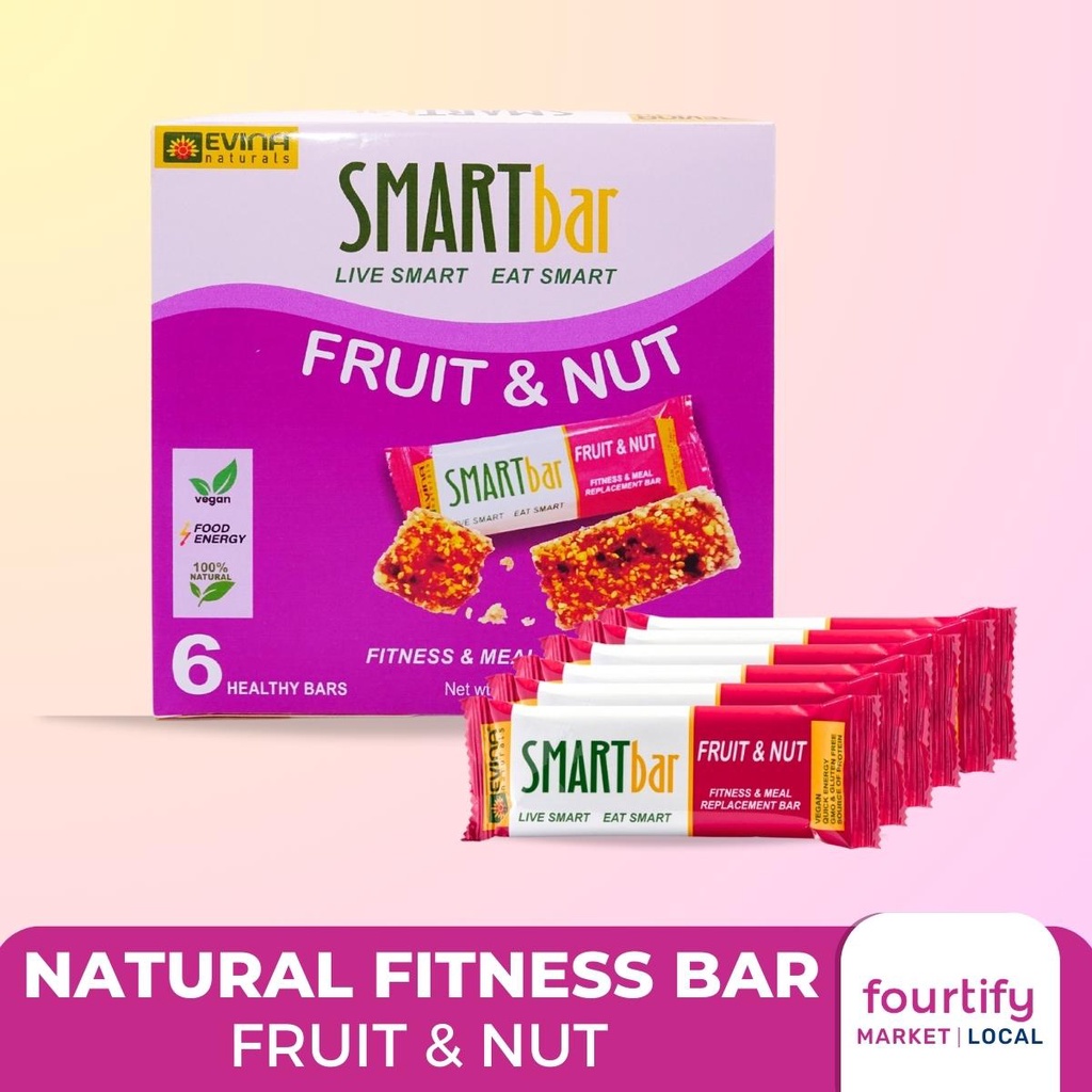 Evina Smart Bar Fruit & Nut 35g Pack of 6 (Vegan, GlutenFree, Dairy