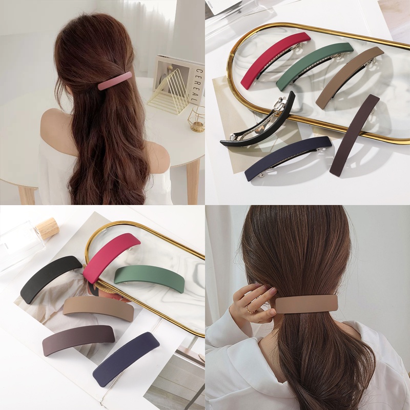Korean Frosted Spring Clip Hairpin Fashion Solid Color Hair Clip Women ...