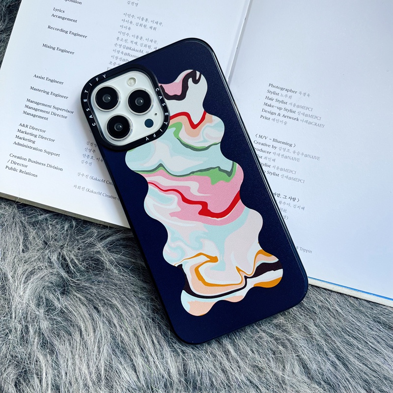 Casetify aespa KARINA Retro Rainbow with Black Wavy Border Soft