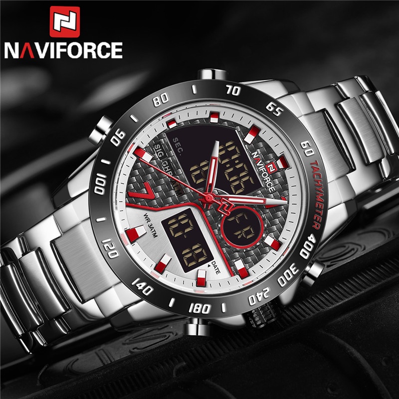 NAVIFORCE Men Quartz Watch Digital Male Clock Military Sport Man Wristwatch