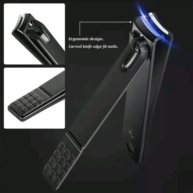 1PCS Gunting Kuku Mini Hitam Silver Stainless Steell Manicure Alat Potong Kuku Pedicure Gunteng Nail Black Anti Karat A022 - Gambar 4