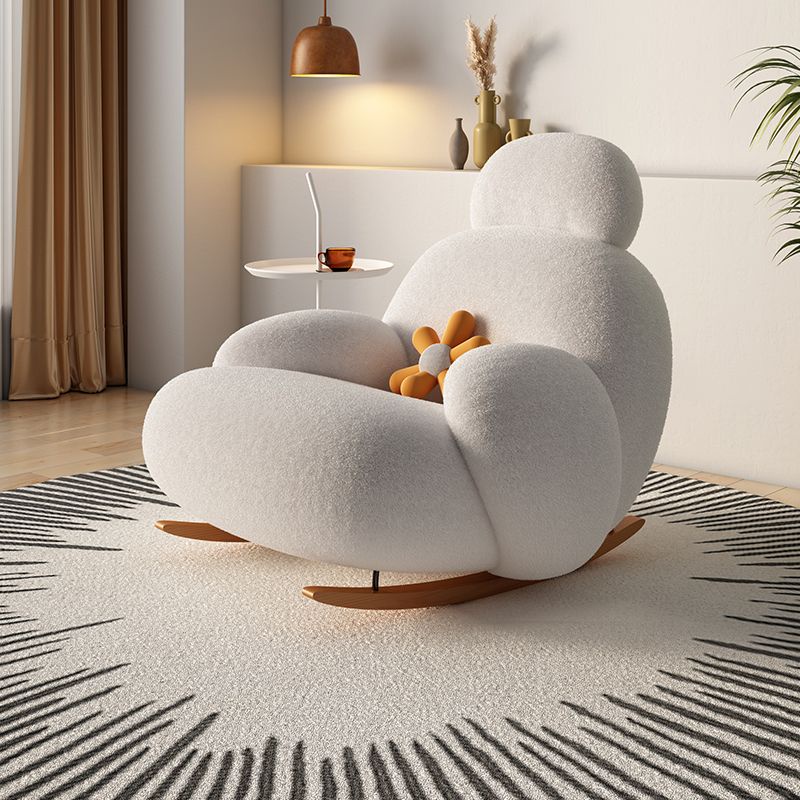 [SG Seller]White Chair Small Sofa Single Rocking Chair Cream Style Lazy ...