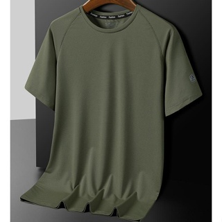 Mens Ice Silk V-Neck T-Shirt Traceless Short Sleeve Tee Solid