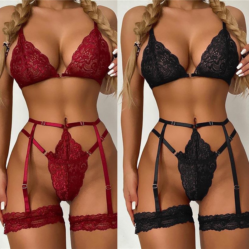 Curvy Women Lingerie Porn - Exotic Lingerie Sexy Floral Lace Underwear Erotic Open Crotch Babydoll Plus  Size Women Porn Bra Set Bowknot Pajamas Nightwear | Shopee Singapore