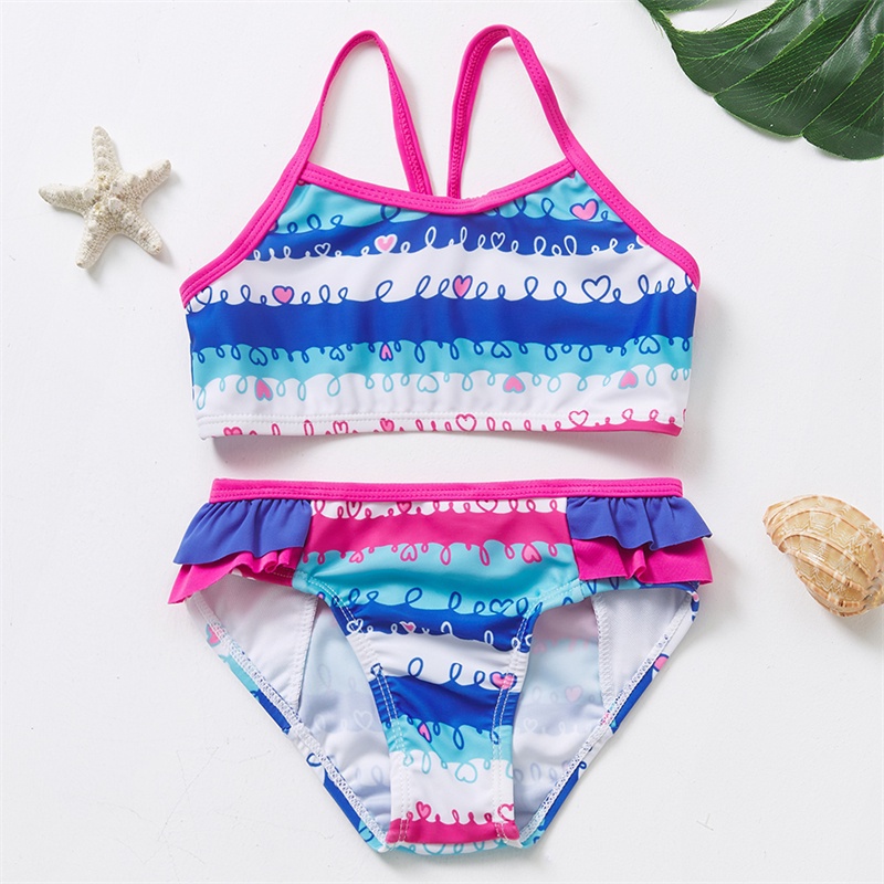 Little Girls Lovely Heart Tankini Swimwear Suit Summer Beachwear 2
