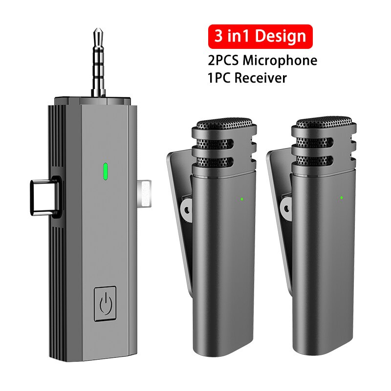 Wireless Lavalier 3 In 1 Microphone Intelligent NoiseReducing Mic For