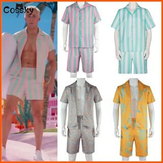 Ken Costume Men's Casual Striped Shirt and Short Hawaiian Vacation Outfits  Beach Matching Set Ken Halloween Cosplay - AliExpress
