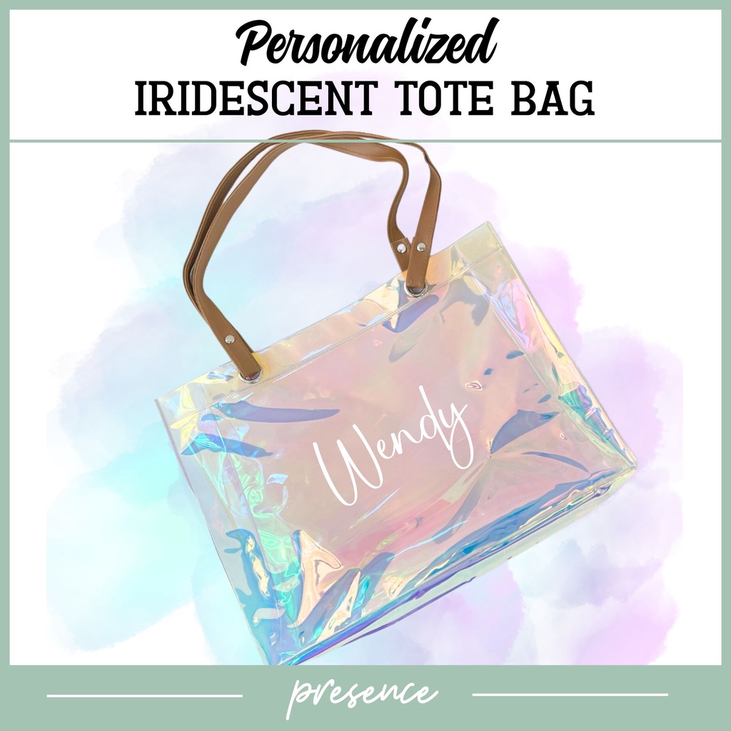 Personalised Iridescent Tote Bag Customised Tote Bag Customised Gift Personalised Gift Shopee Singapore
