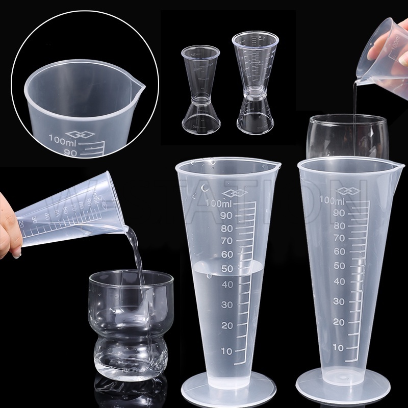 50/100ml Plastic Triangular Measuring Cup / Transparent Tapered ...