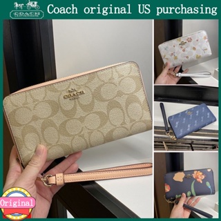 Coach Long Zip Around Wallet in Signature Canvas with Wildflower Print