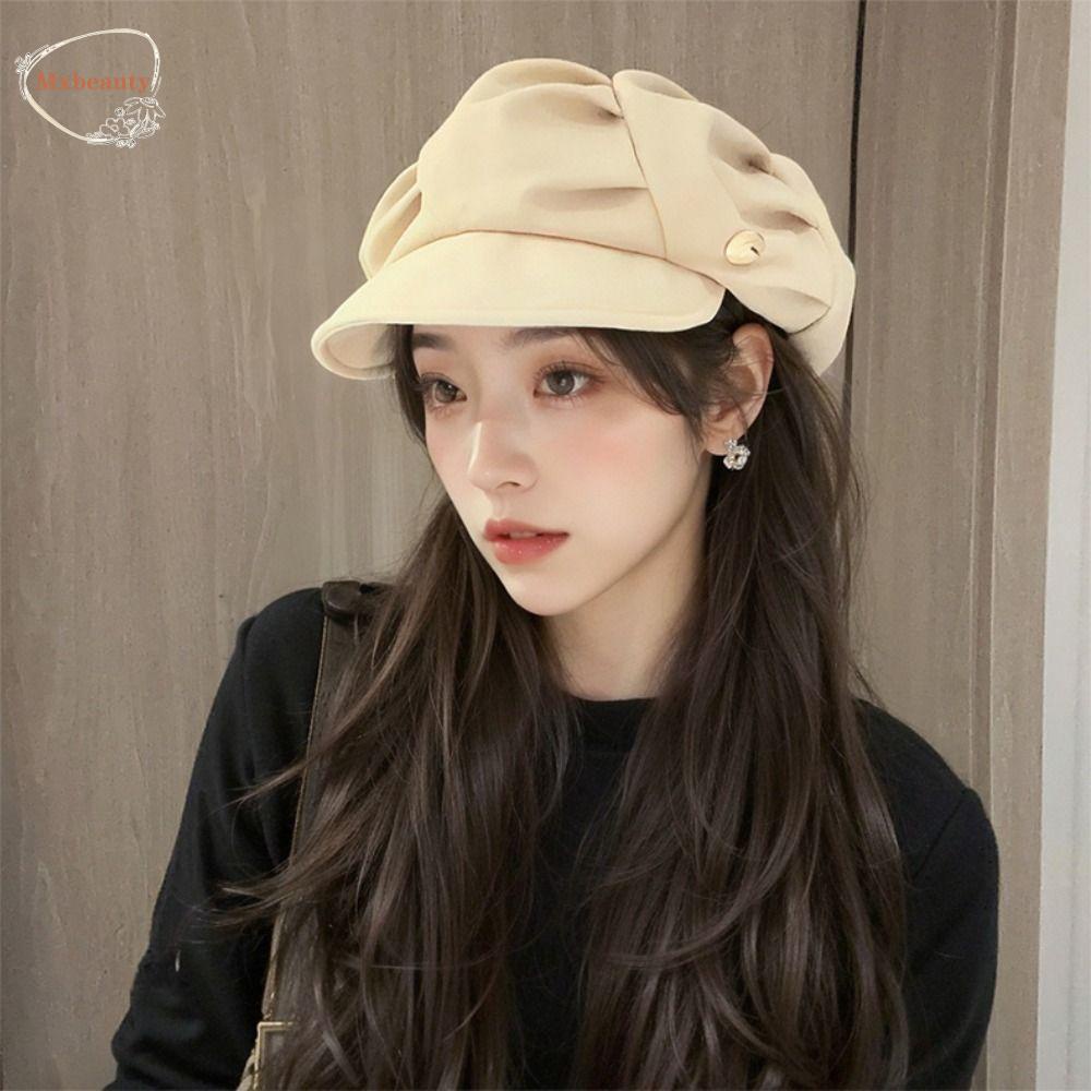 MXBEAUTY Pleated Beret Hat, Newsboy Cap Y2K, Retro Harajuku Painter Hat ...