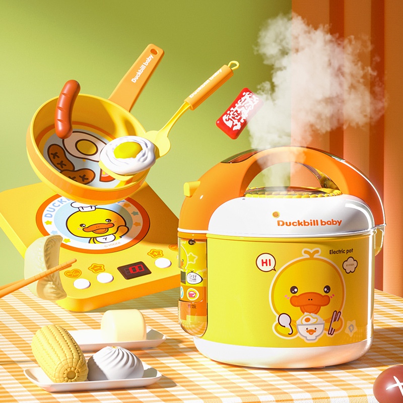 Ready Stock Influencer Platypus Mini Kitchen Children Play House Toys Simulation Cooking Toy Set Interactive Birthday Children's Day Gifts