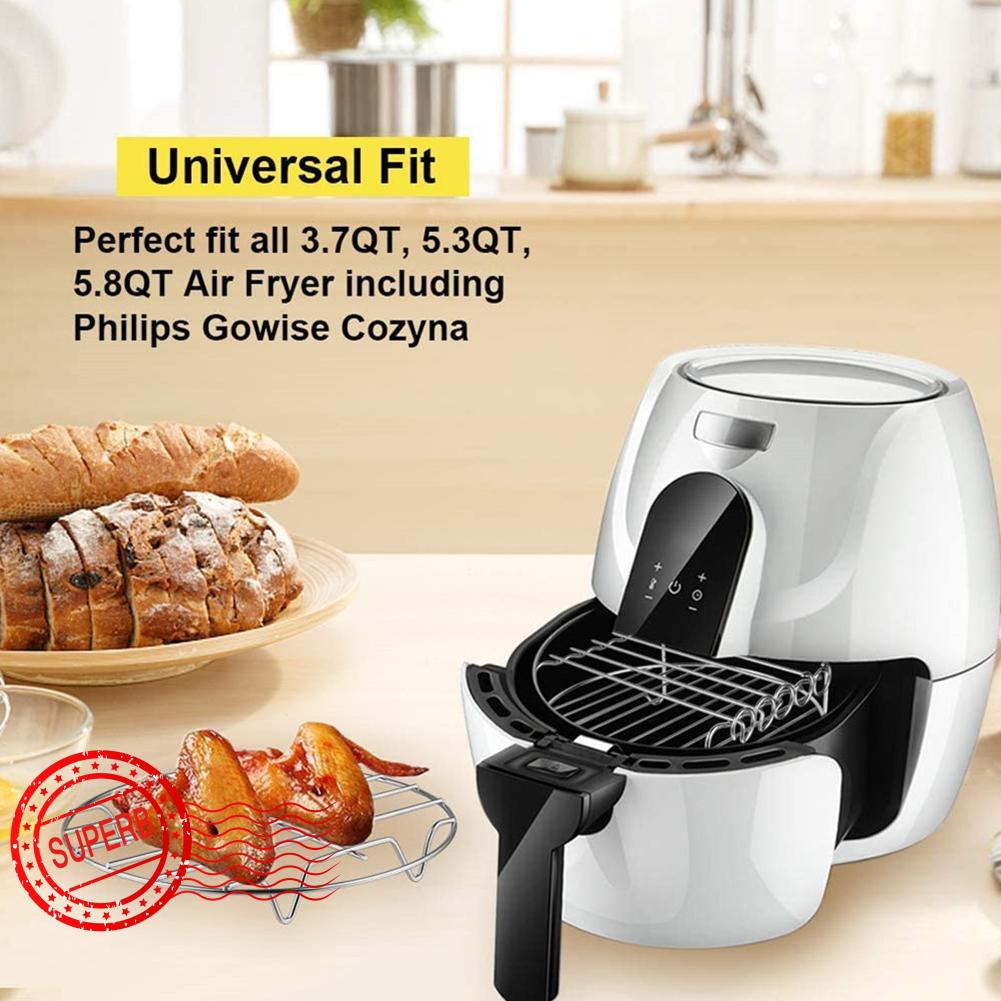 Stainless Steel Airfryer Double Layer Rack Versatile Round Roasting