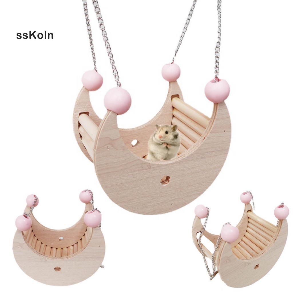 SSK_ Hamster Toy Easyhanging Relieve Boredom Wooden Pet Parrot Shaking