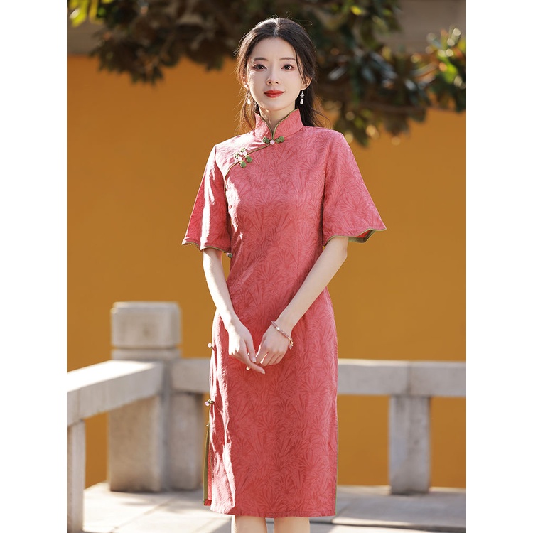 Red on sale cheongsam dress