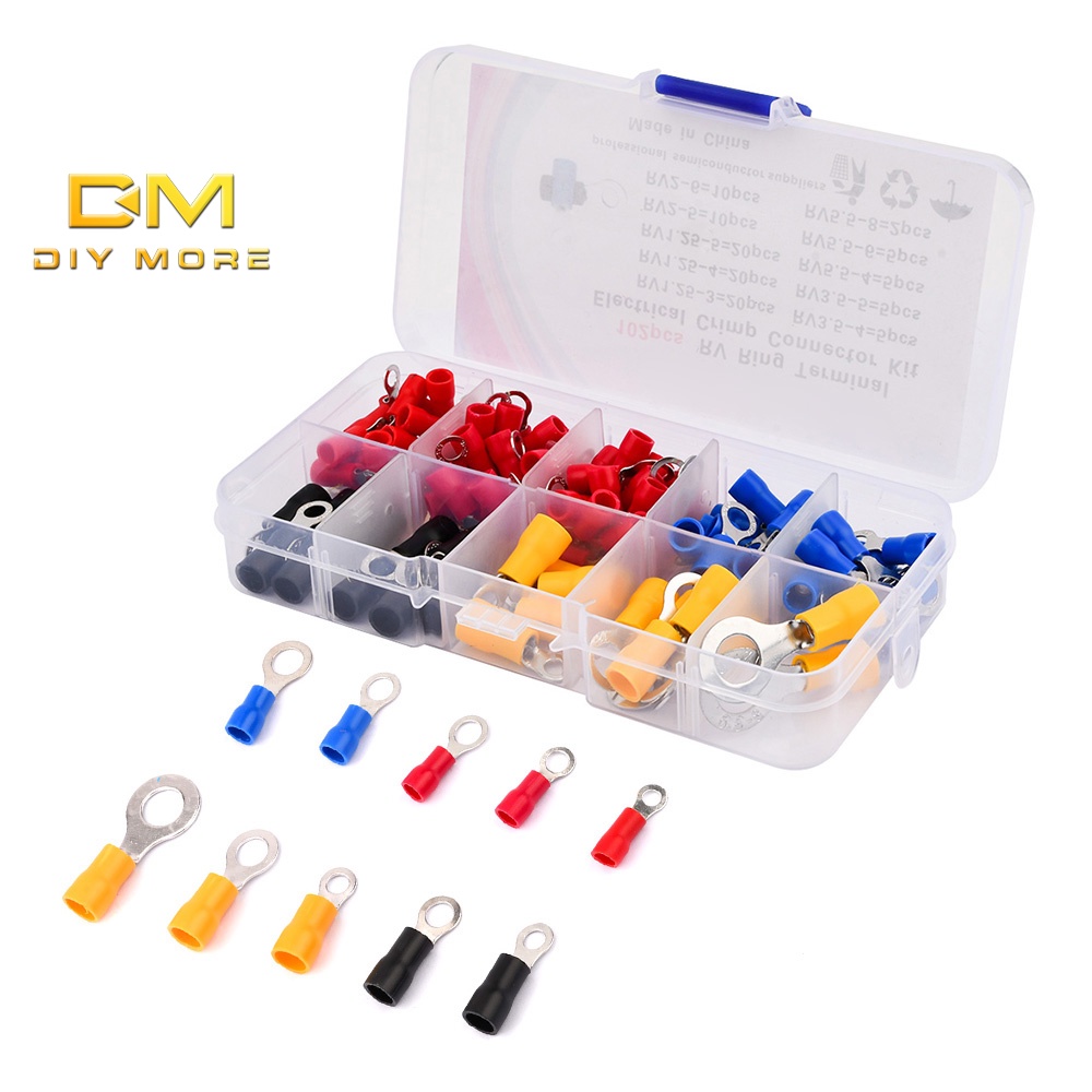 DIYMORE 102pcs Heat Shrink Wire Connectors Ring Terminals Kits ...