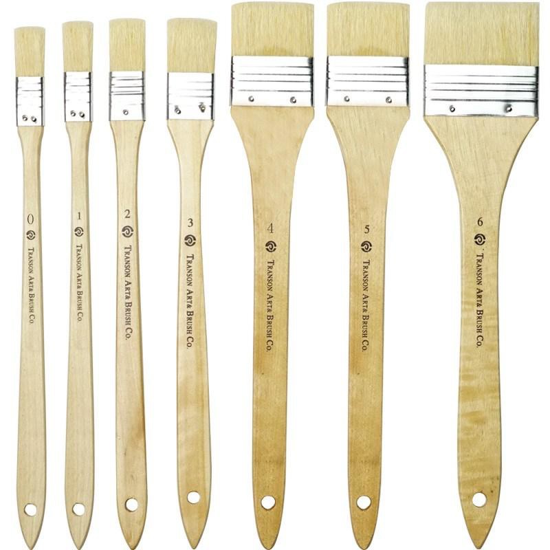 Bristle Pig Hair Paint Brush Flat Head Oil Painting Gouache Acrylic