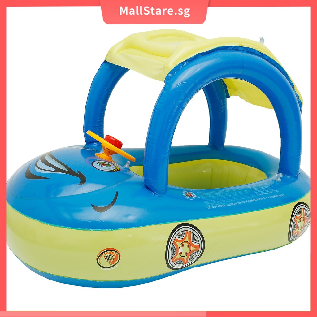 Baby Pool Float with Canopy Inflatable Safe Toddlers Swim Ring Soft