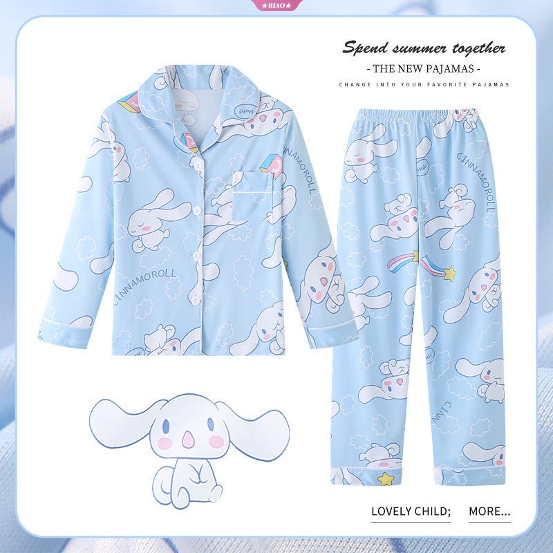 New Kawaii Sanrioed Cinnamoroll Pajamas Cute Anime Kuromi Melody Kids ...
