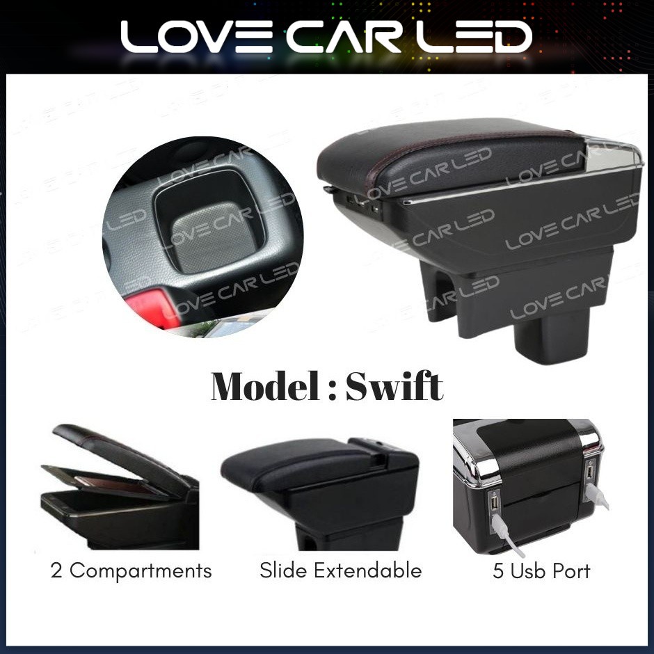 Suzuki Swift Arm Rest 100 FIt & Double Layer Storage Armrest With 7Usb Port Shopee Singapore