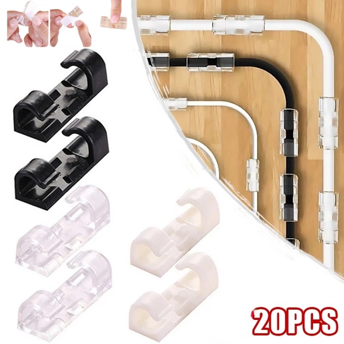 20 Pcs Cable Clips Organizer Drop Wire Holder Cord Management Self ...