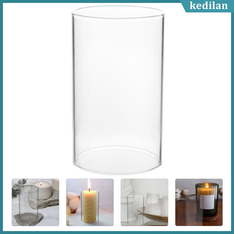 Glass Candle Cover Glass Candleholder Tube Shade Open Flame Glass