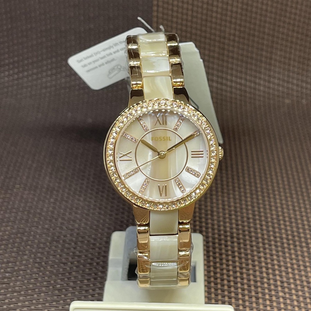 Fossil ES3716 Virginia Rose Gold & Horn Acetate Stainless Steel Ladies