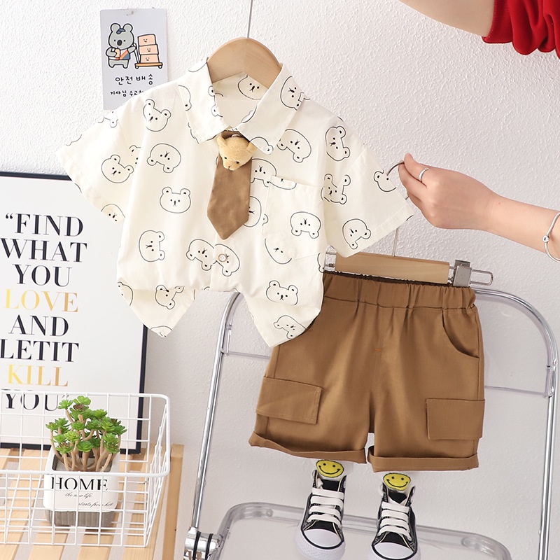 Summer New Fashionable and Cute Children's Sets with Bear Design