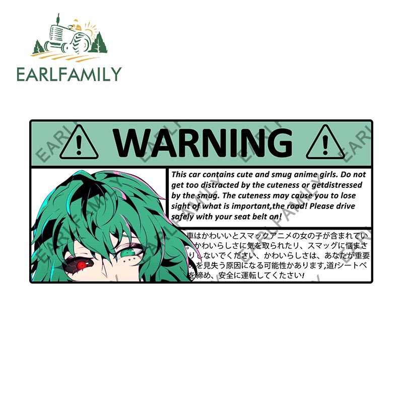 EARLFAMILY 13cm× 6.2cm Warning Tokyo ghoul Car Sticker Windshield Body For Car Scratch-Proof Car Accessories