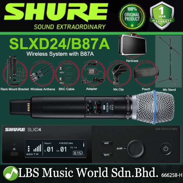 Shure SLXD24/B87A Digital Wireless Microphone System with Beta 87A