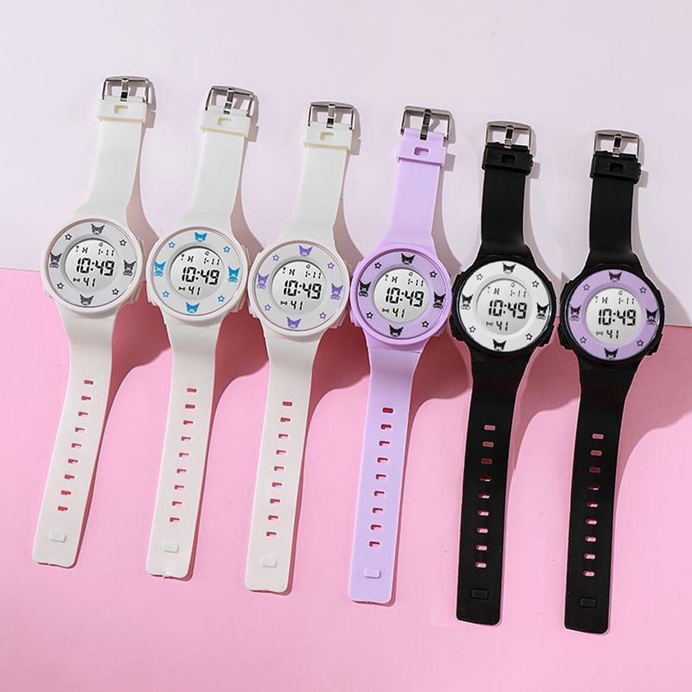 Cartoon LED Light Watch for Kids Girls Silicone Strap Round Square Dial ...