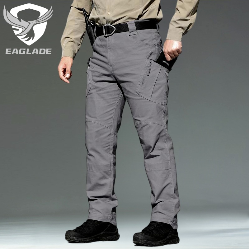 EAGLADE Tactical Cargo Hiking Pants for Men IX9 II In Grey 97% Cotton ...