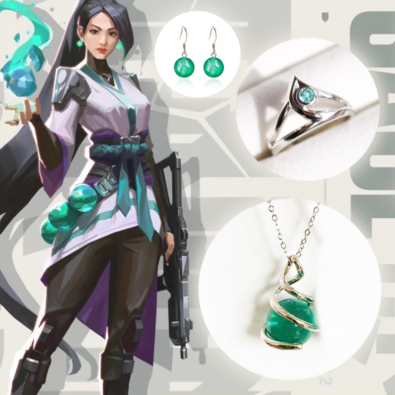 Game Valorant Earrings Sage Ring Necklace Unisex Pendant Fashion ...