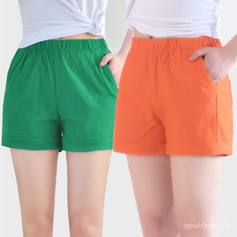 women's cotton shorts with elastic waist