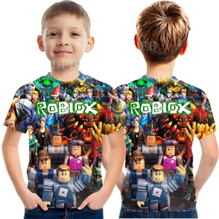 3-12Y] Roblox Spring Summer Boy/Girl 3D Printing Top Round Neck