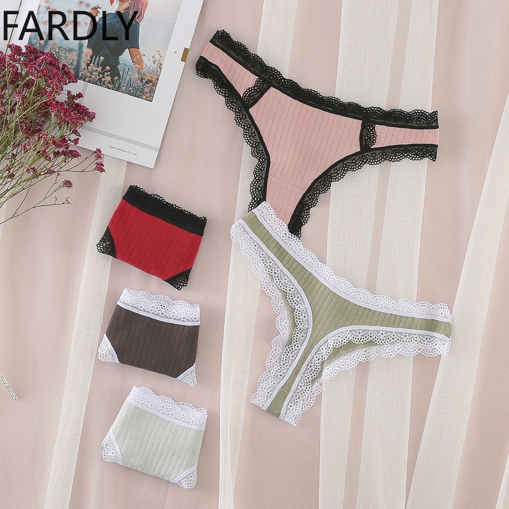 Fardly Womens Cotton Panties Thong G String Female Lace G String Sexy